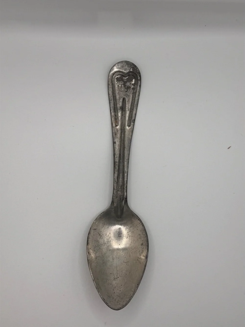 Vintage Metal Spoon with Subtle Heart Detail - Silver Tone